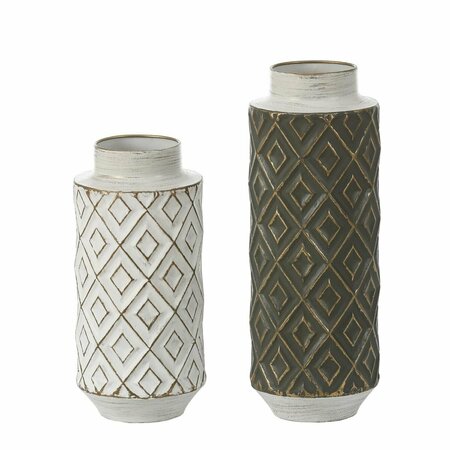 ESCENARIO Distressed Black & White Metal Bottle Vase, 2PK ES3265003